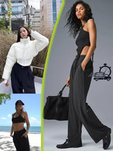 2025 Women's Yoga Suit Pants – Loose Straight Leg with Elastic Waist - Himpall